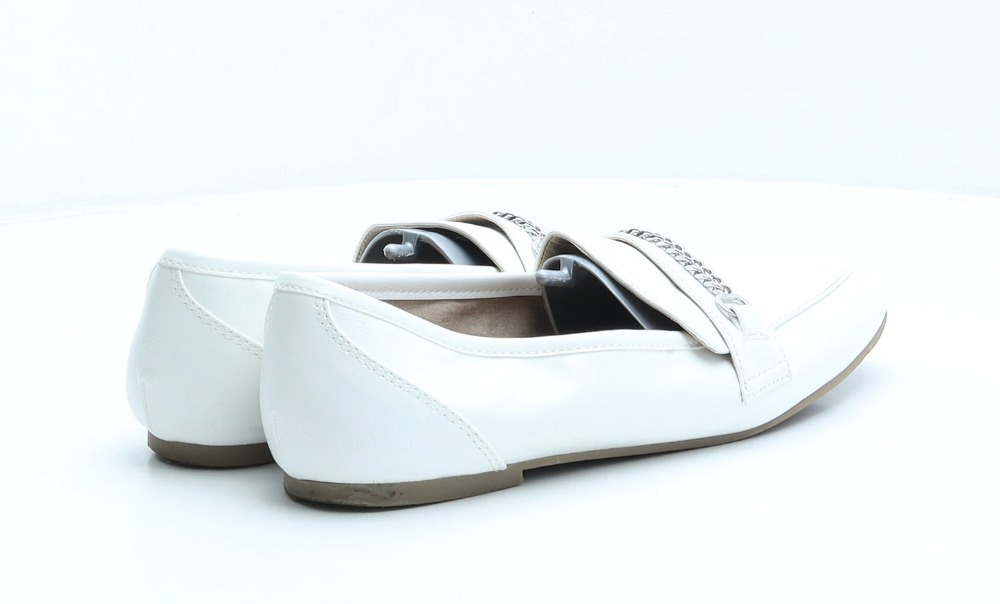 F&F Womens White Faux Leather Loafer Flat UK 7 41