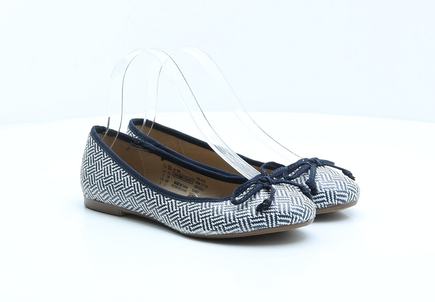 F&F Womens Multicoloured Chevron Synthetic Ballet Flat UK 3 36