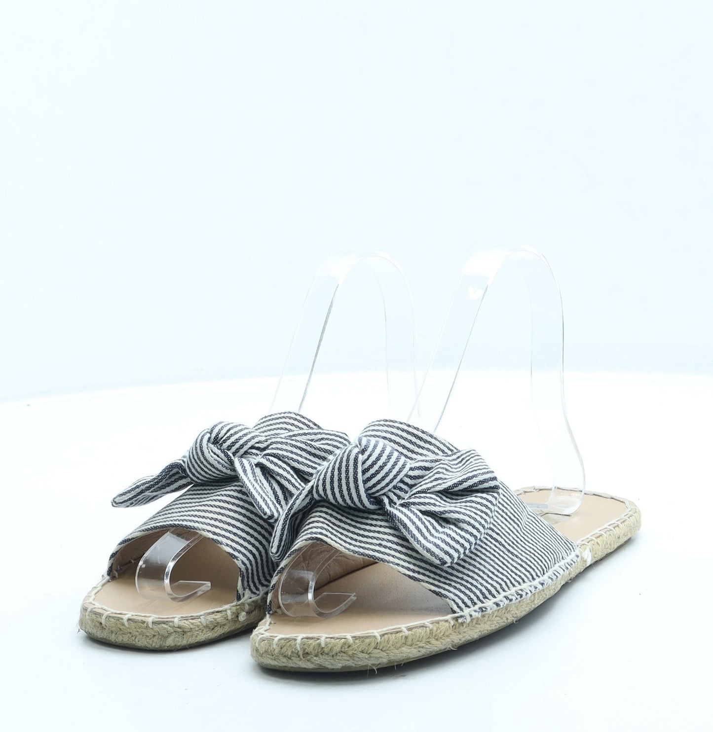 Primark Womens Blue Striped Polyester Slip On Sandal UK 5 38 US 7