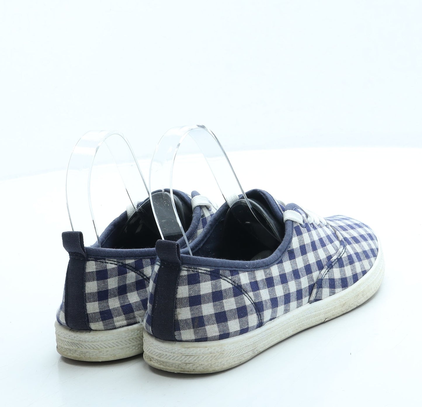 F&F Womens Blue Gingham Polyester Trainer UK 4 37