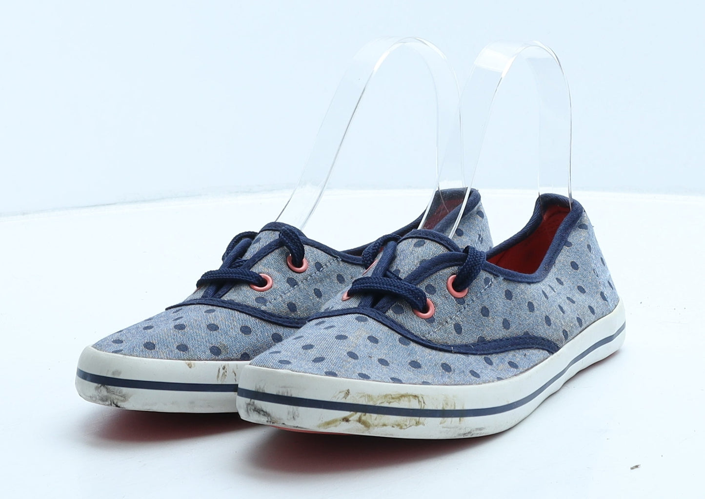 George Womens Blue Polka Dot Fabric Trainer UK 4 37