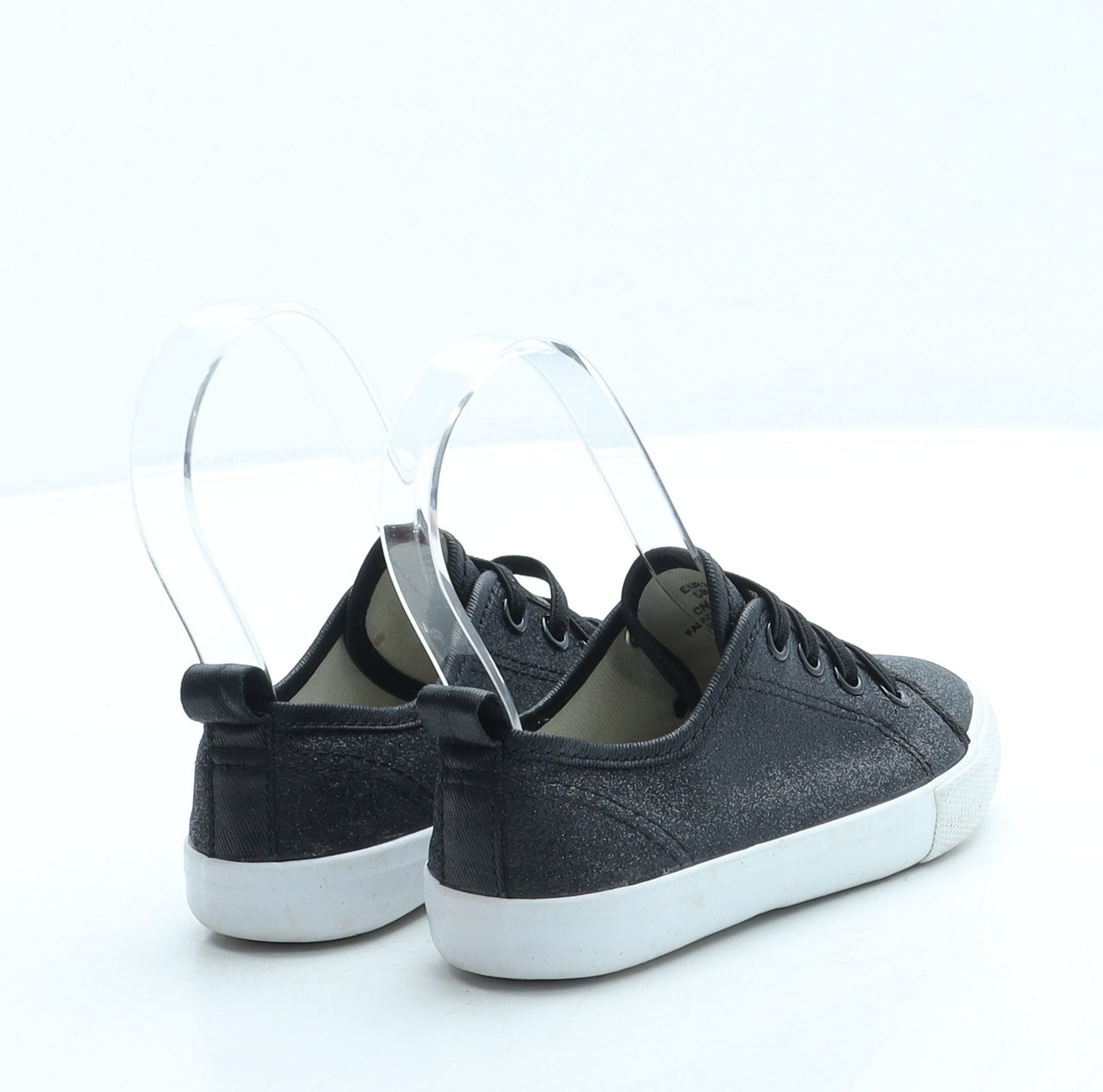 Preworn Girls Black Polyester Slip On Flat UK 8.5 26
