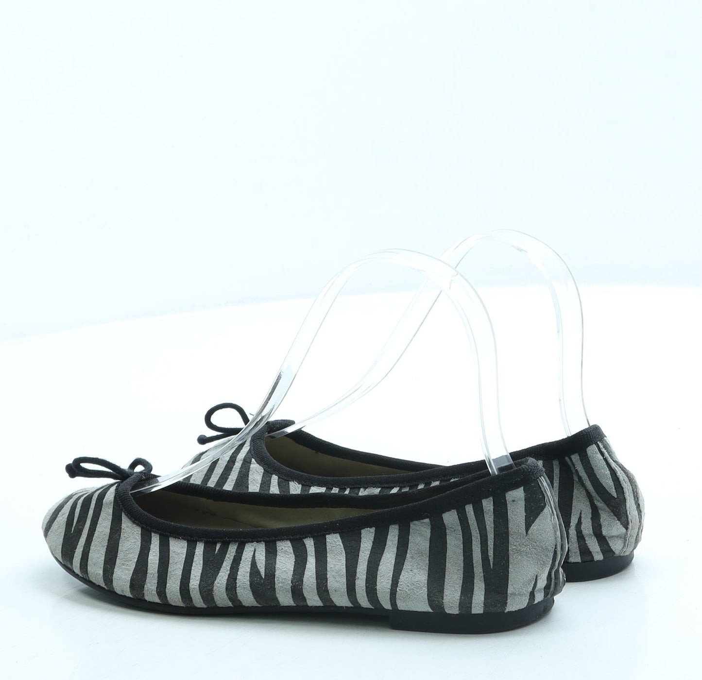 Atmosphere Womens Grey Animal Print Leather Ballet Flat UK 3 36