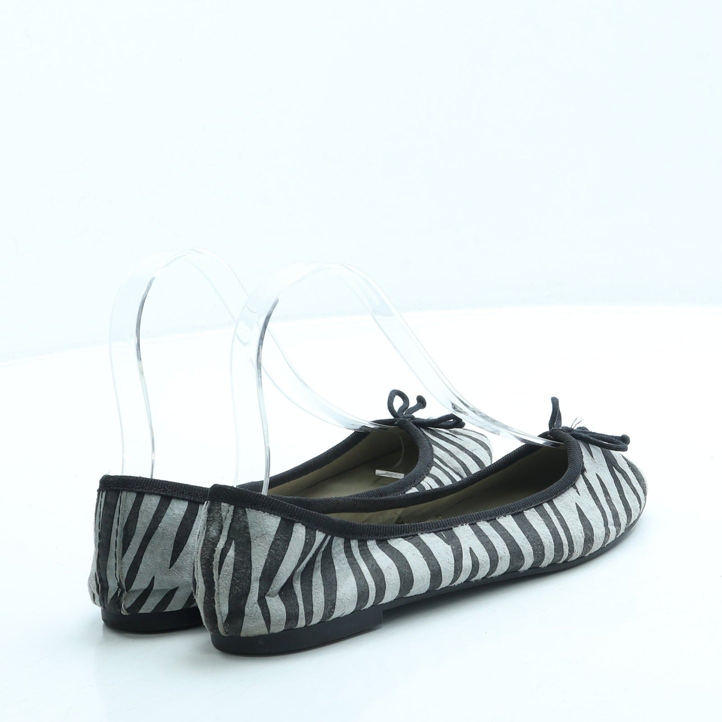 Atmosphere Womens Grey Animal Print Leather Ballet Flat UK 3 36