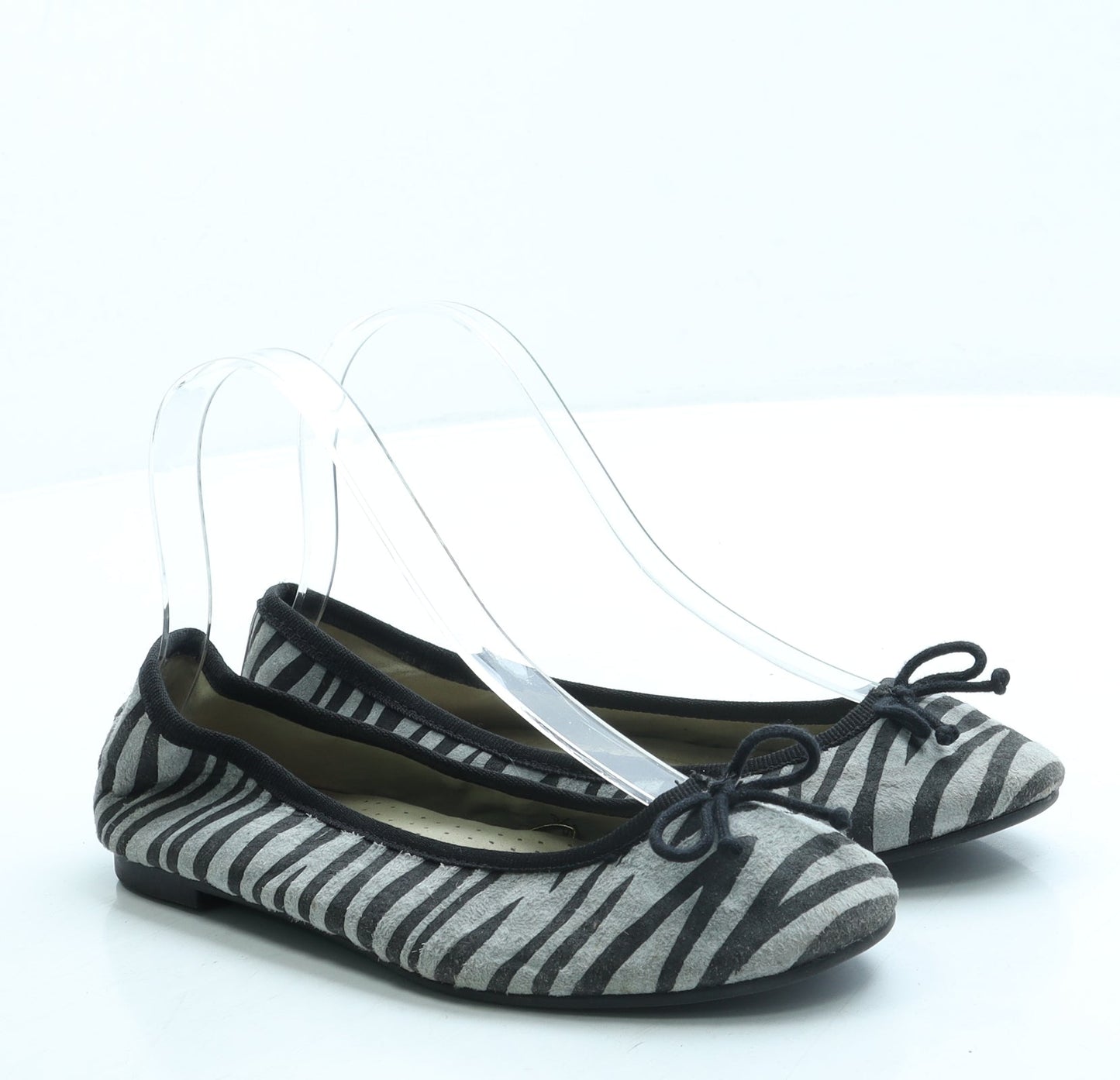 Atmosphere Womens Grey Animal Print Leather Ballet Flat UK 3 36