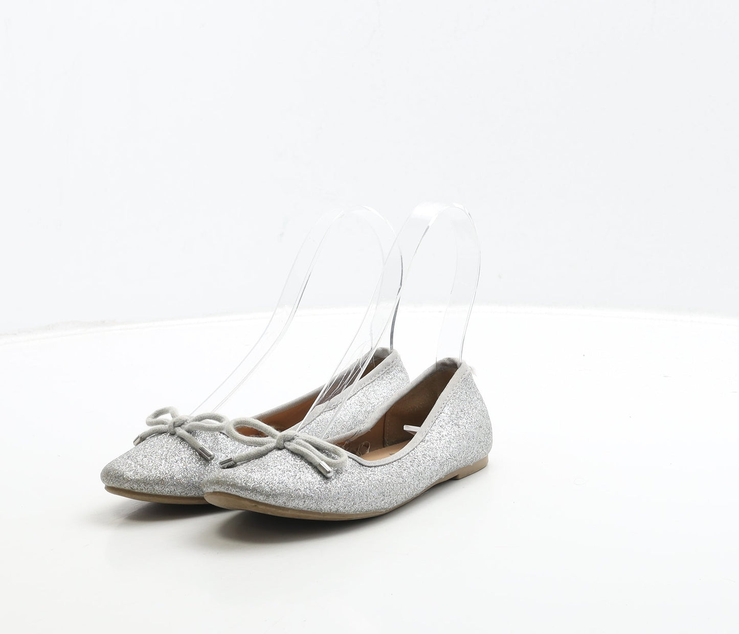 George Girls Silver Polyester Ballet Flat UK 12 31