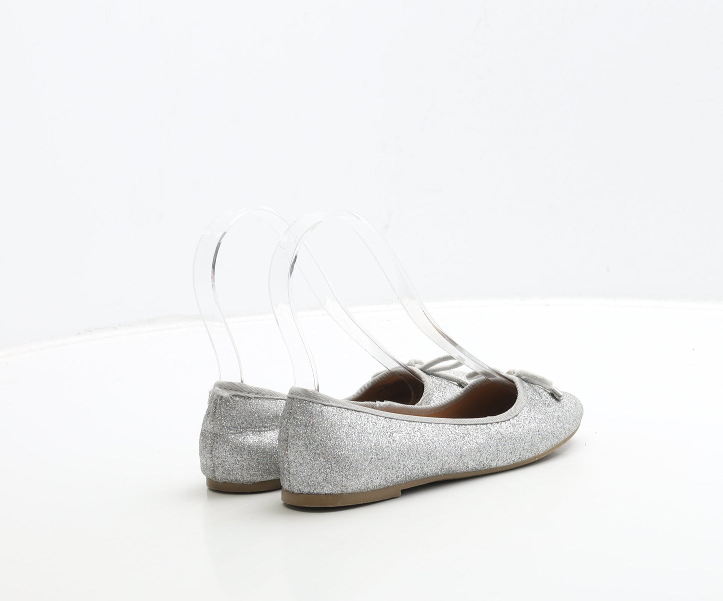 George Girls Silver Polyester Ballet Flat UK 12 31