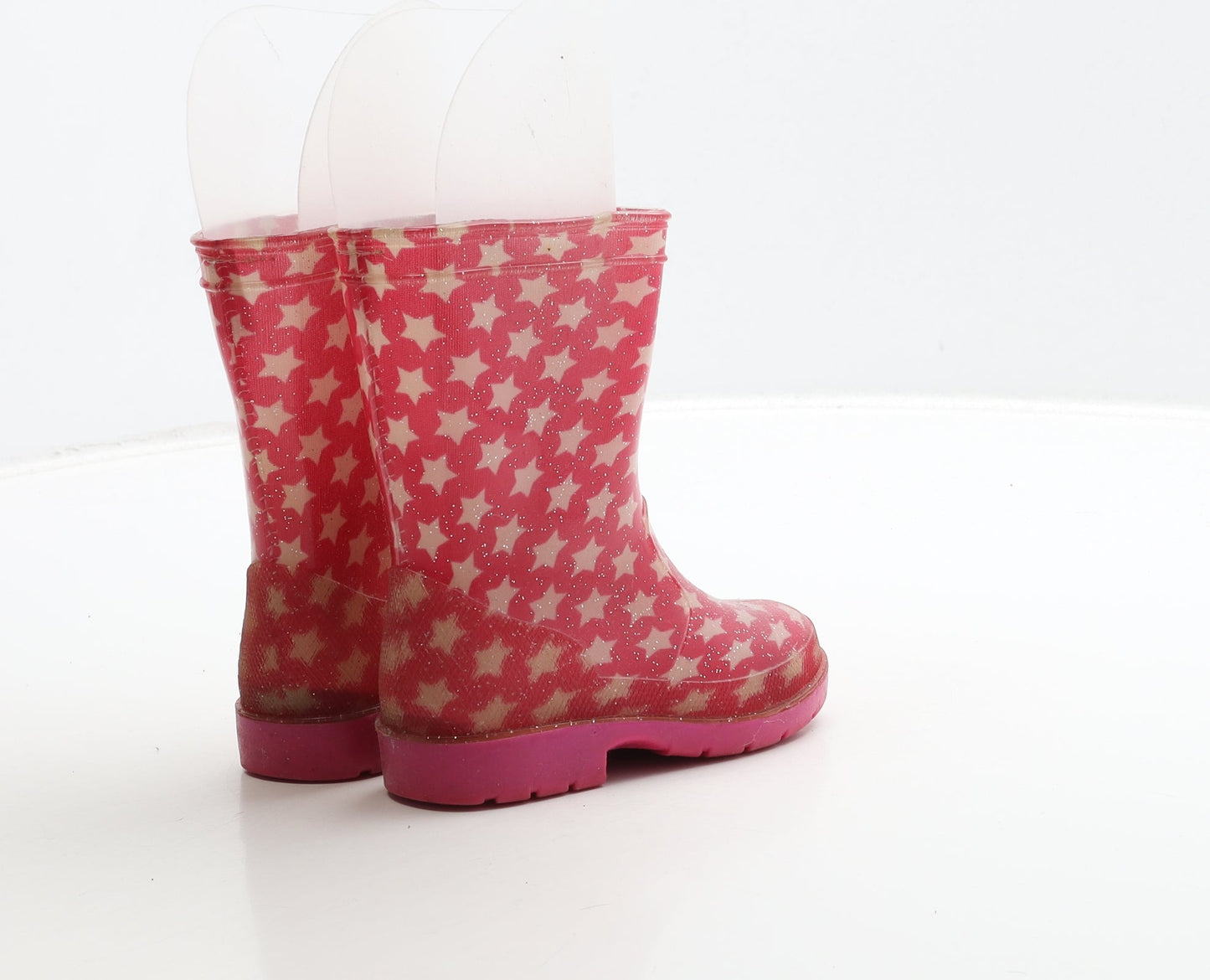 Preworn Girls Pink Rubber Wellies Boot UK 5 - Star Detail