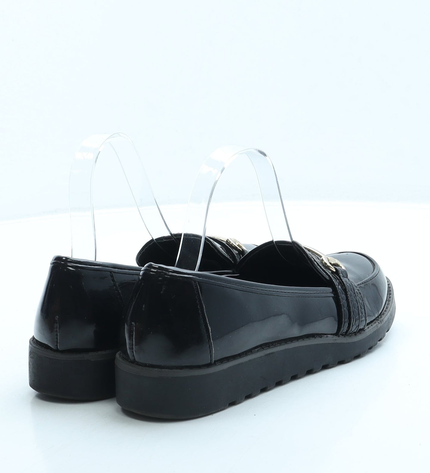 George Womens Black Leather Loafer Flat UK 4 37