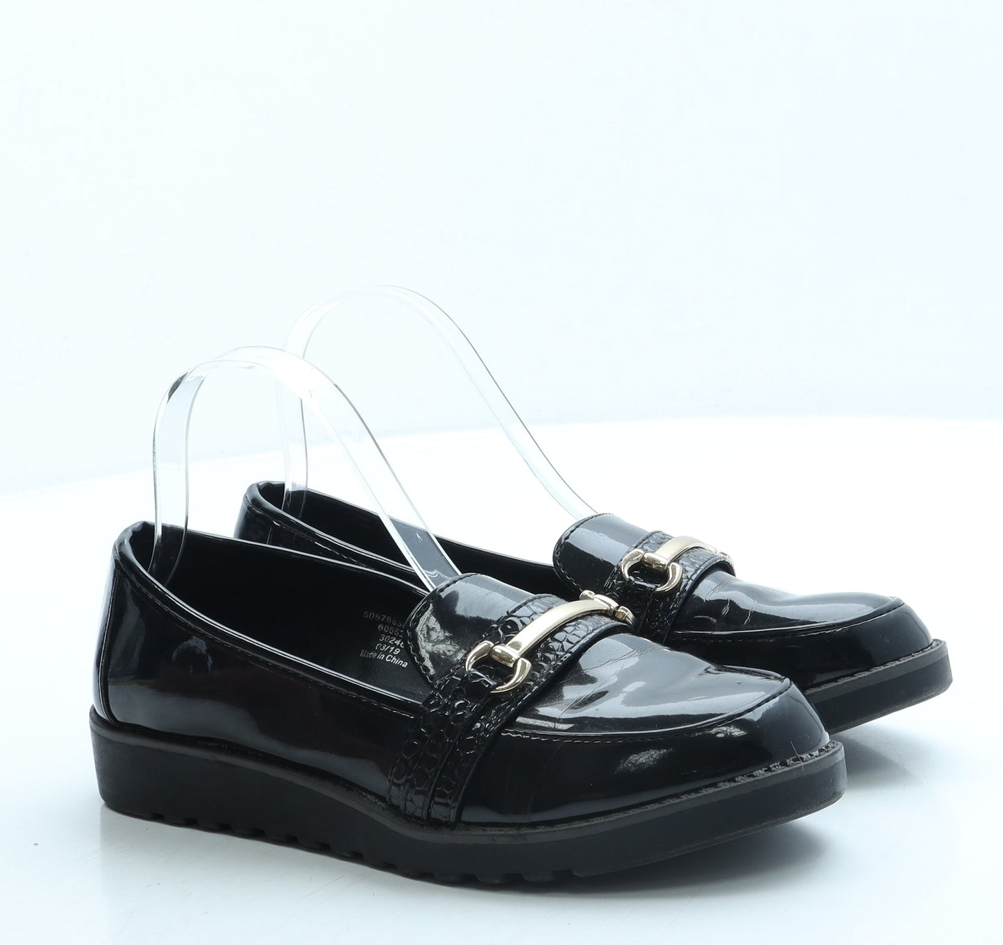 George Womens Black Leather Loafer Flat UK 4 37