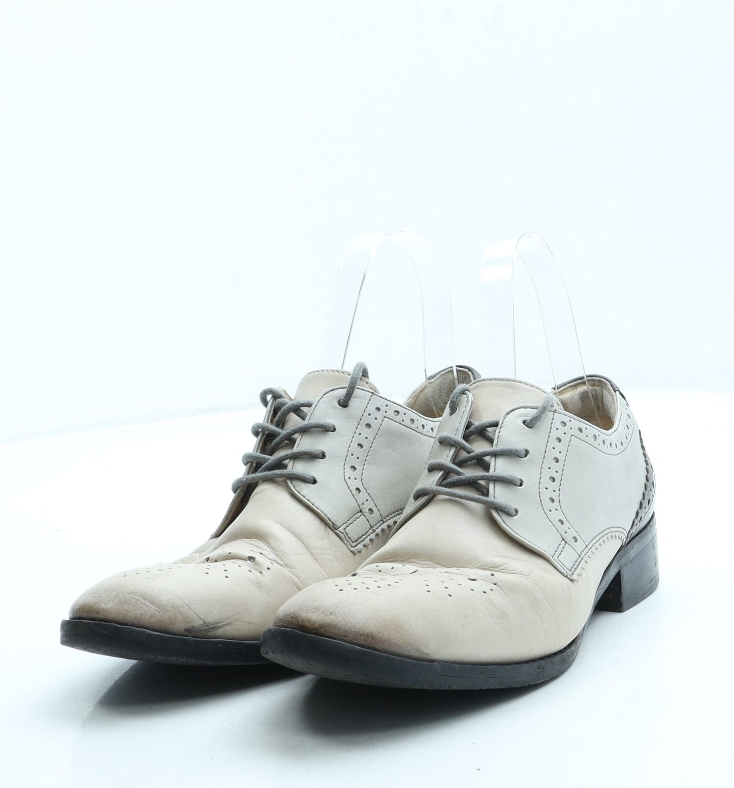 Clarks Womens Beige Leather Flat UK 4.5