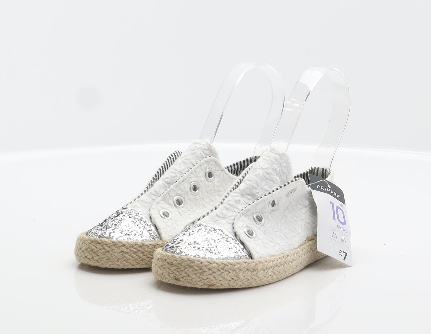 Primark Girls White Floral Fabric Espadrille Casual UK 10 28
