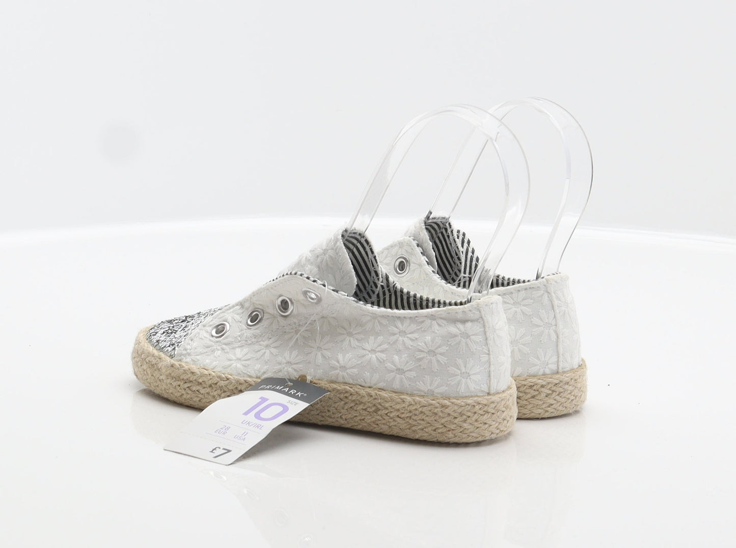 Primark Girls White Floral Fabric Espadrille Casual UK 10 28