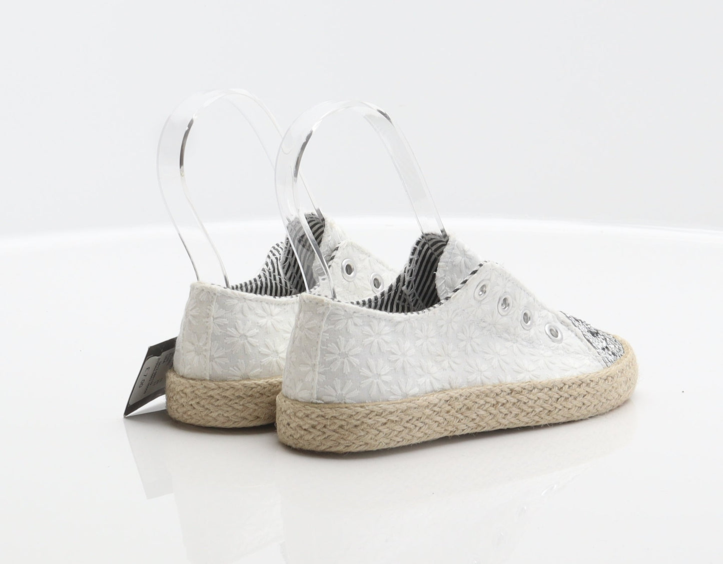 Primark Girls White Floral Fabric Espadrille Casual UK 10 28
