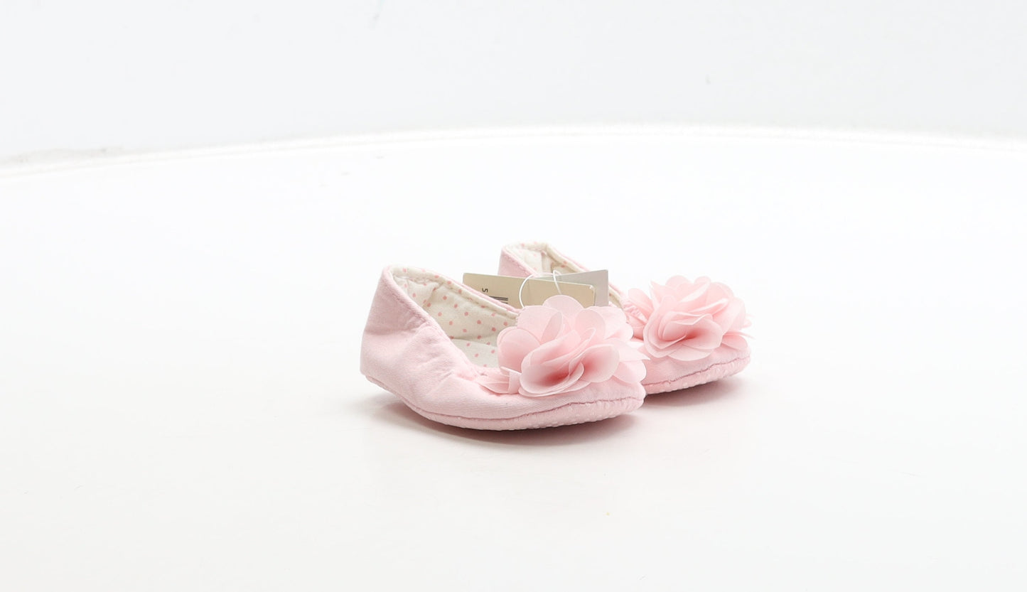 George Girls Pink Fabric Mary Jane Flat UK 0-6 Months