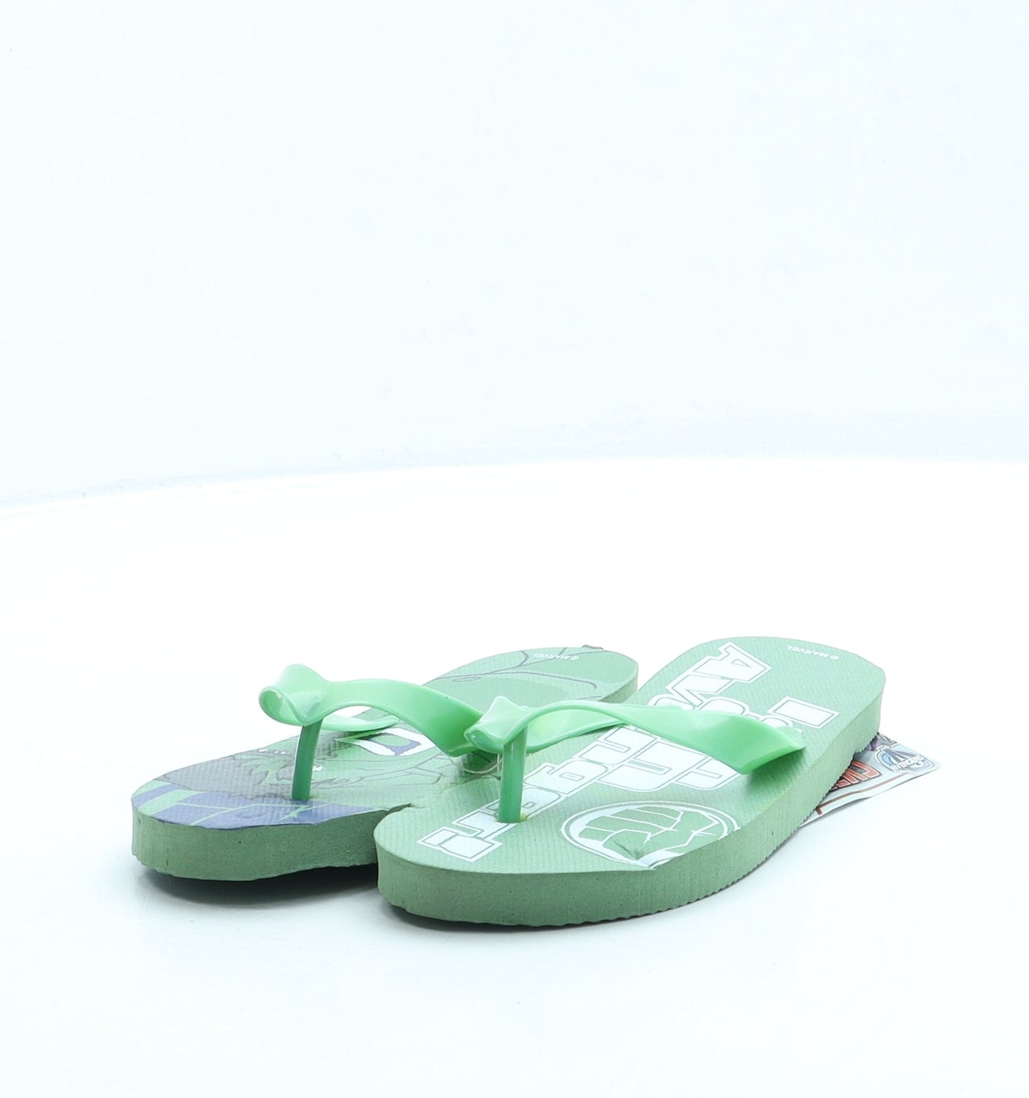 Preworn Boys Green Rubber Flip-Flop Sandal UK 11 29 - Avengers