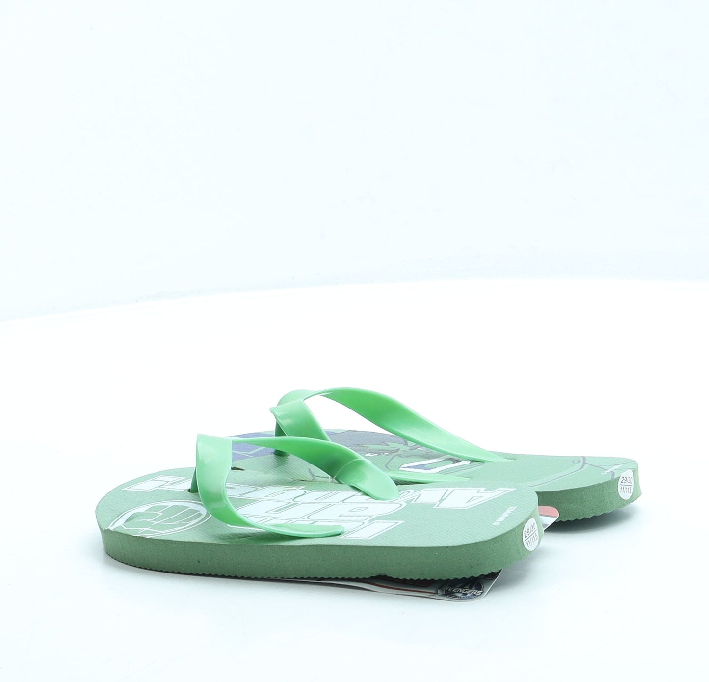 Preworn Boys Green Rubber Flip-Flop Sandal UK 11 29 - Avengers