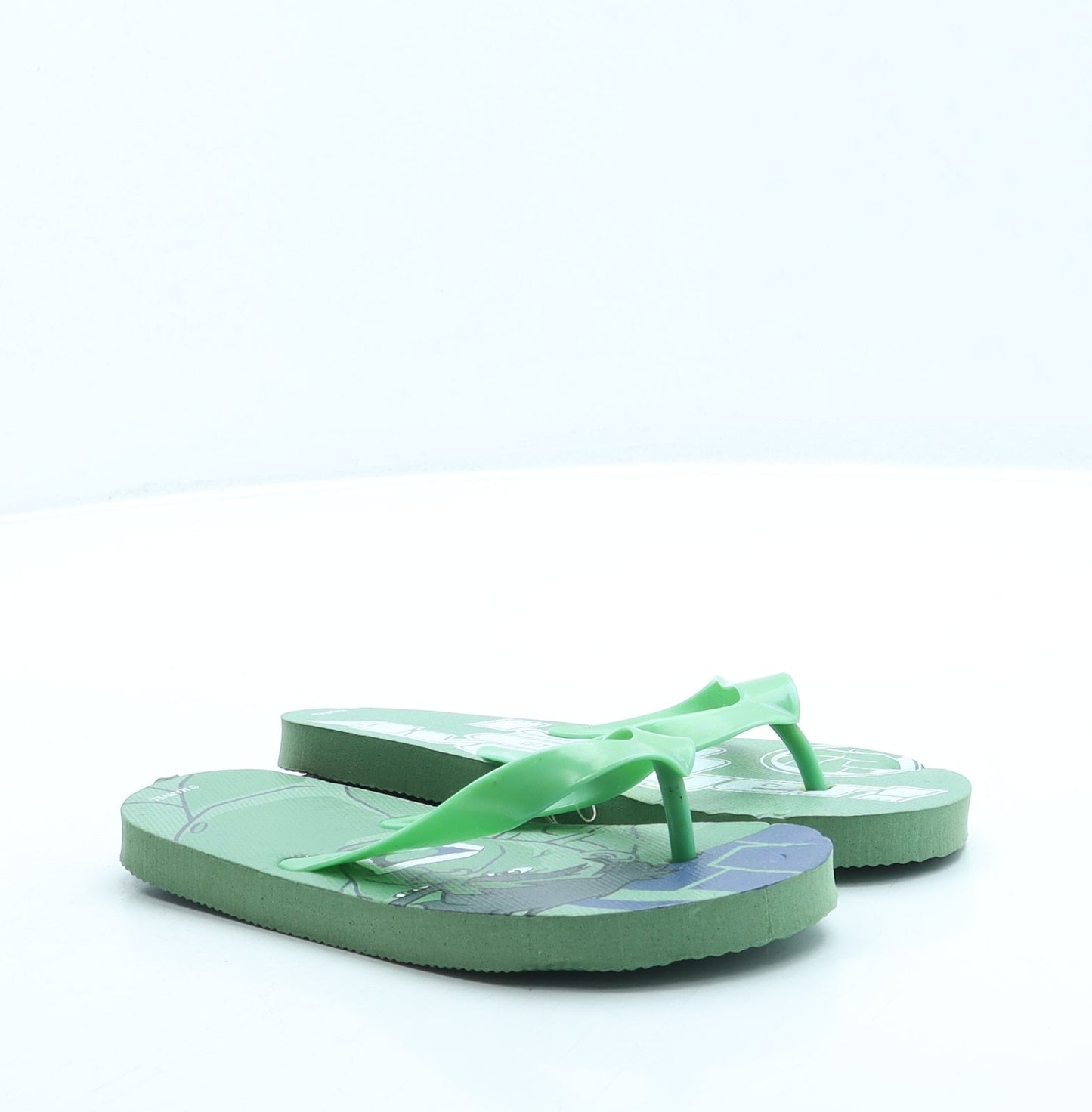 Preworn Boys Green Rubber Flip-Flop Sandal UK 11 29 - Avengers