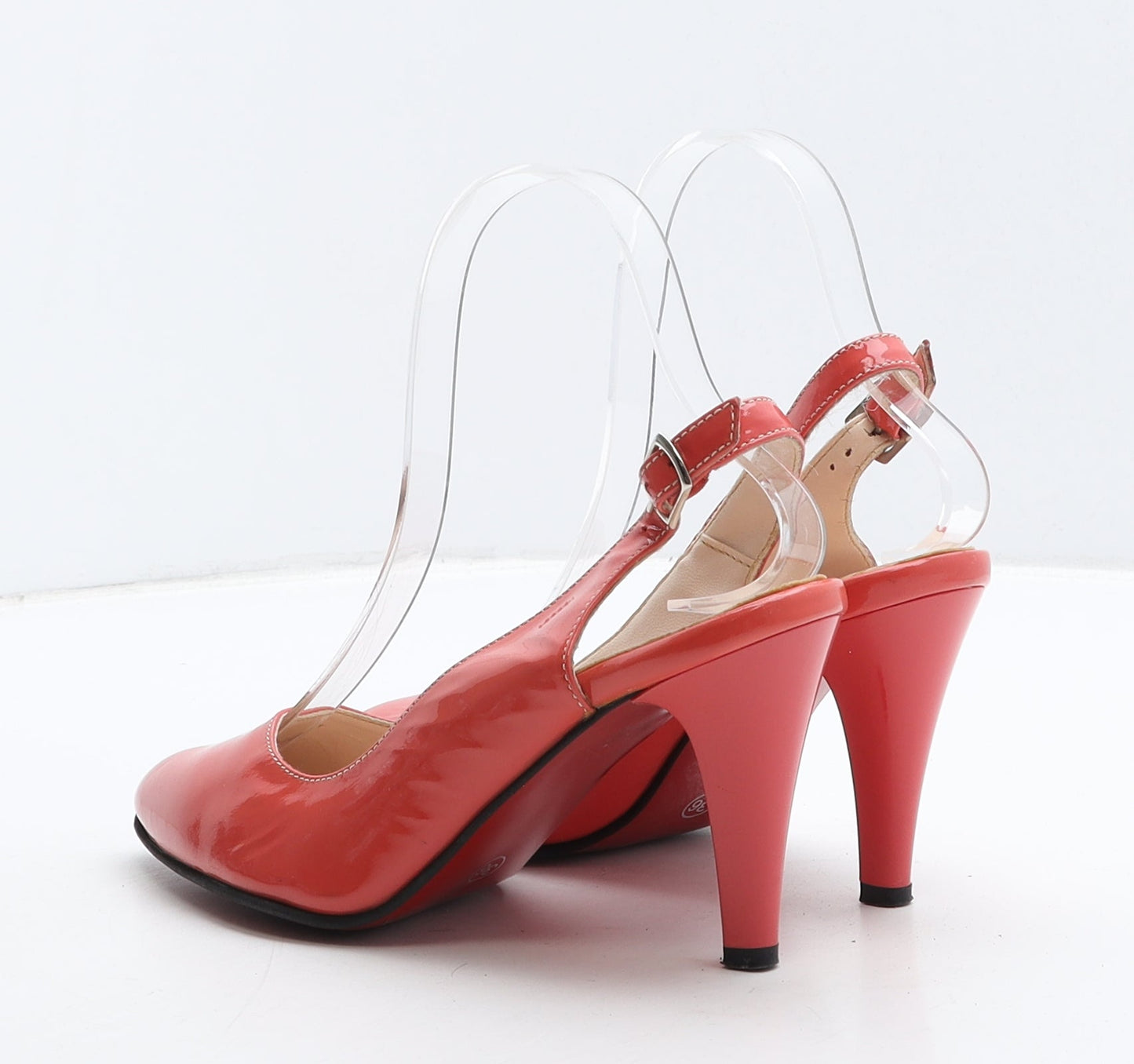 Preworn Womens Red Vinyl Slingback Heel UK 3 36