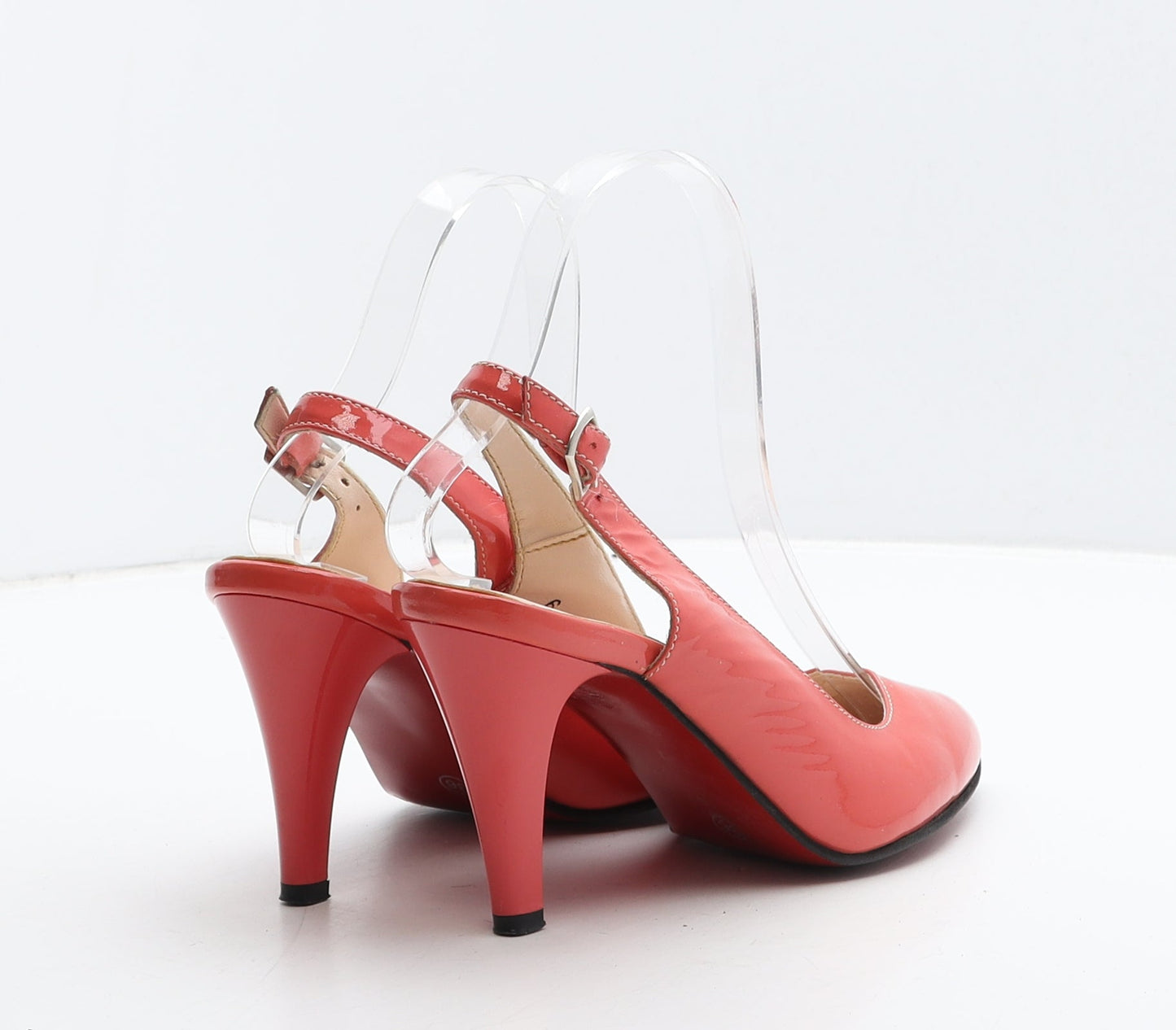 Preworn Womens Red Vinyl Slingback Heel UK 3 36