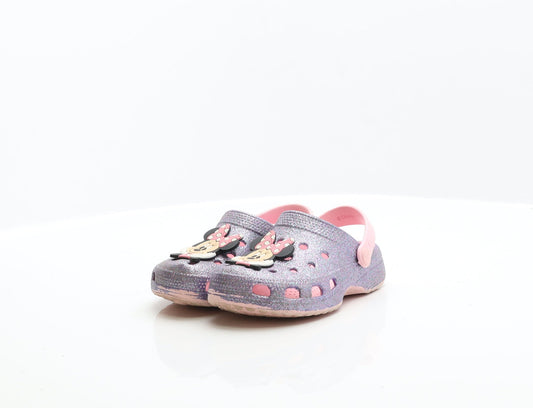 Preworn Girls Purple Rubber Clog Flat UK 10 28 - Minnie Mouse
