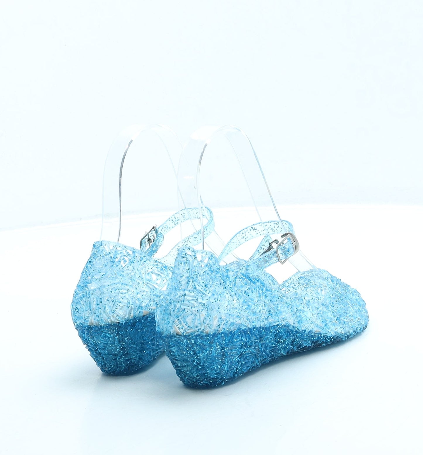Preworn Girls Blue Floral Rubber Court Heel UK 2 34