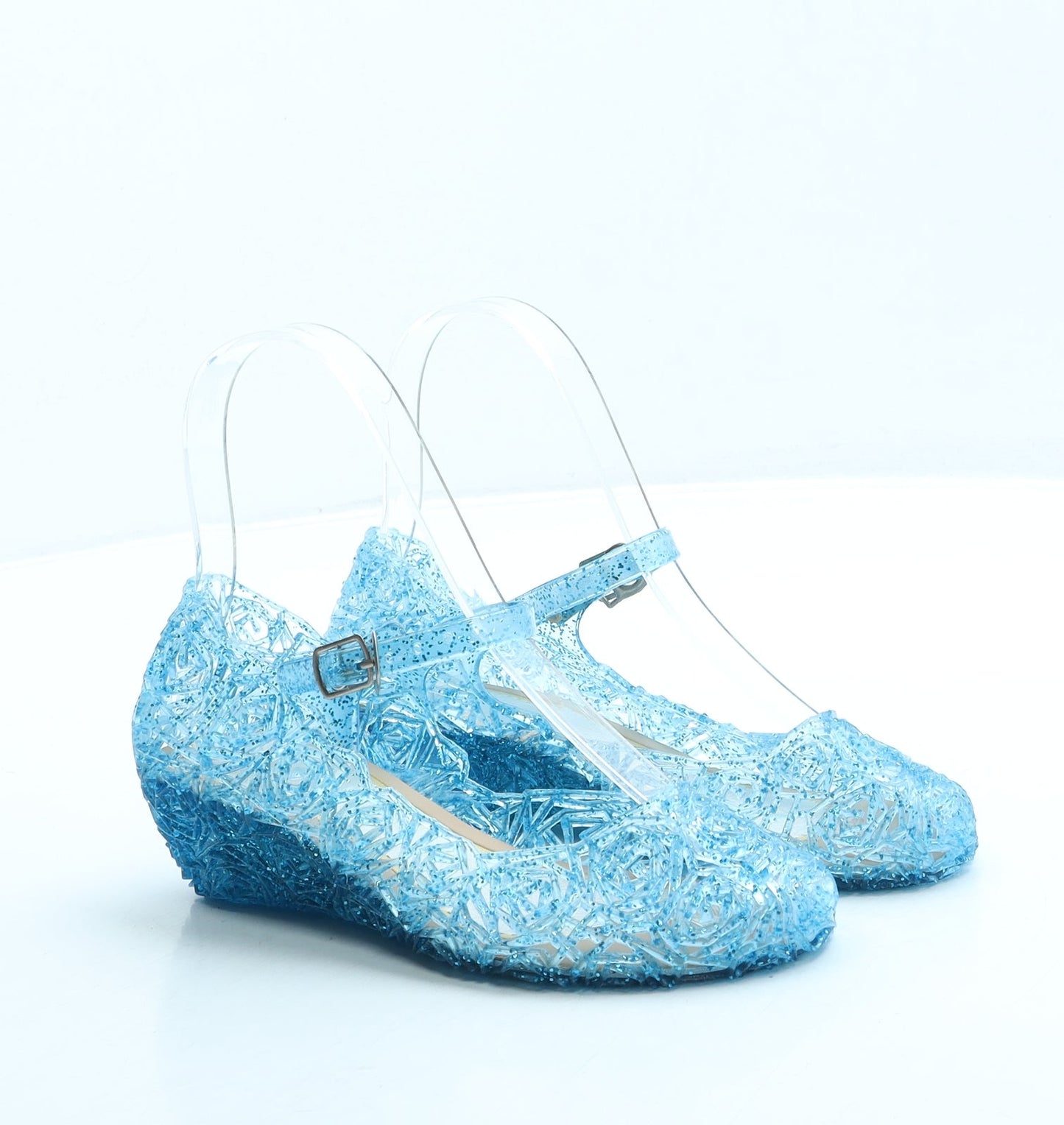 Preworn Girls Blue Floral Rubber Court Heel UK 2 34