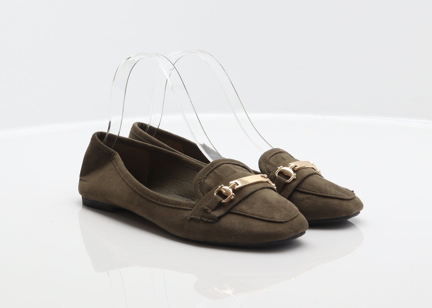 PEP&CO Womens Green Polyester Loafer Flat UK 3