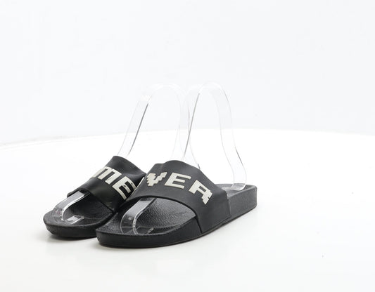 Preworn Boys Black Rubber Slider Sandal UK 1 33 - Game Over