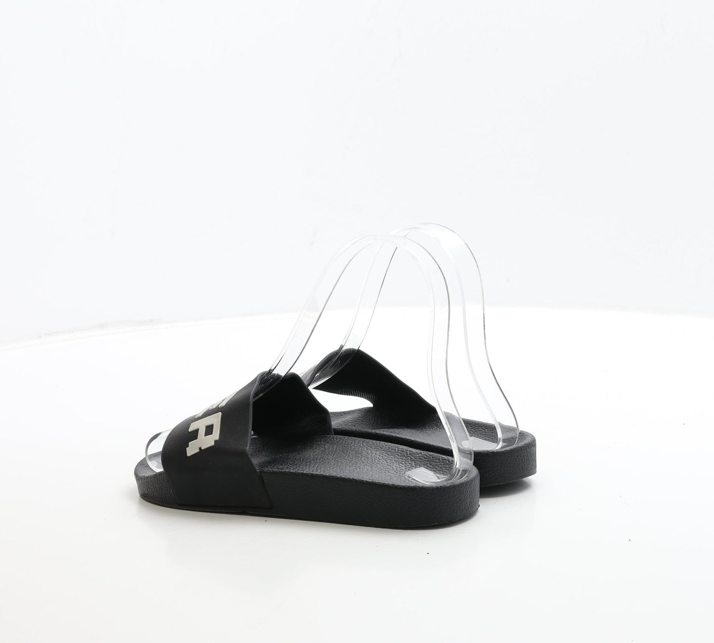 Preworn Boys Black Rubber Slider Sandal UK 1 33 - Game Over