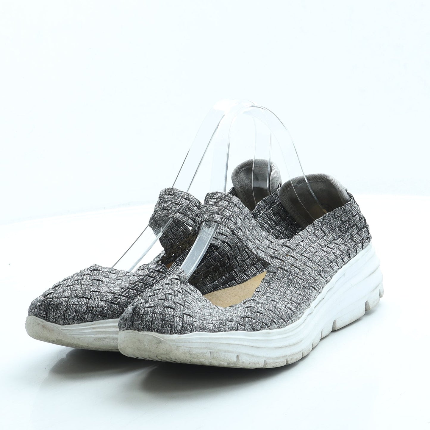 Preworn Womens Grey Polyester Slip On Flat UK 4 37
