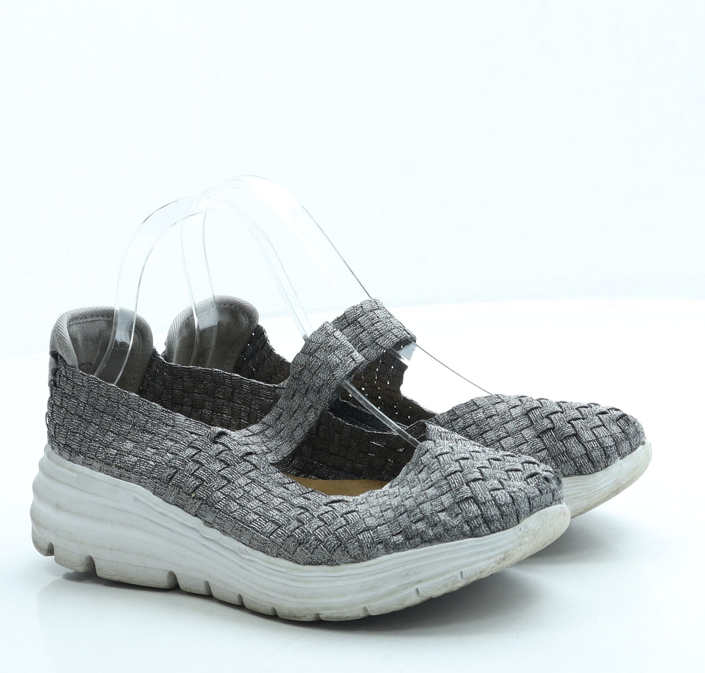 Preworn Womens Grey Polyester Slip On Flat UK 4 37