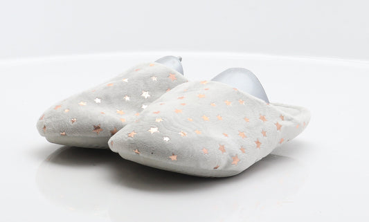 Preworn Girls Grey Geometric Polyester Mule Slipper UK 1 - Star detail