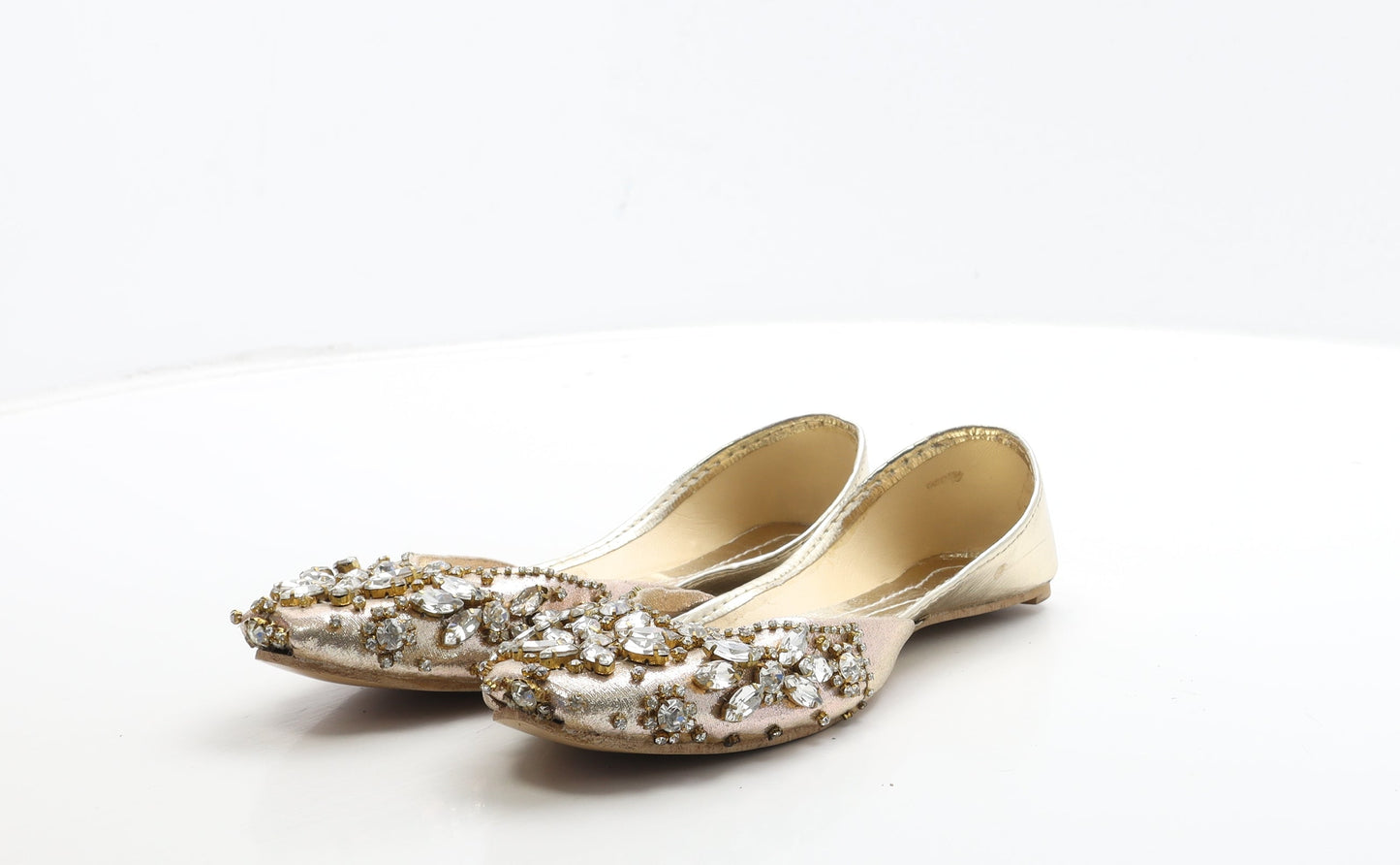 Preworn Womens Gold Polyester Flat UK 6