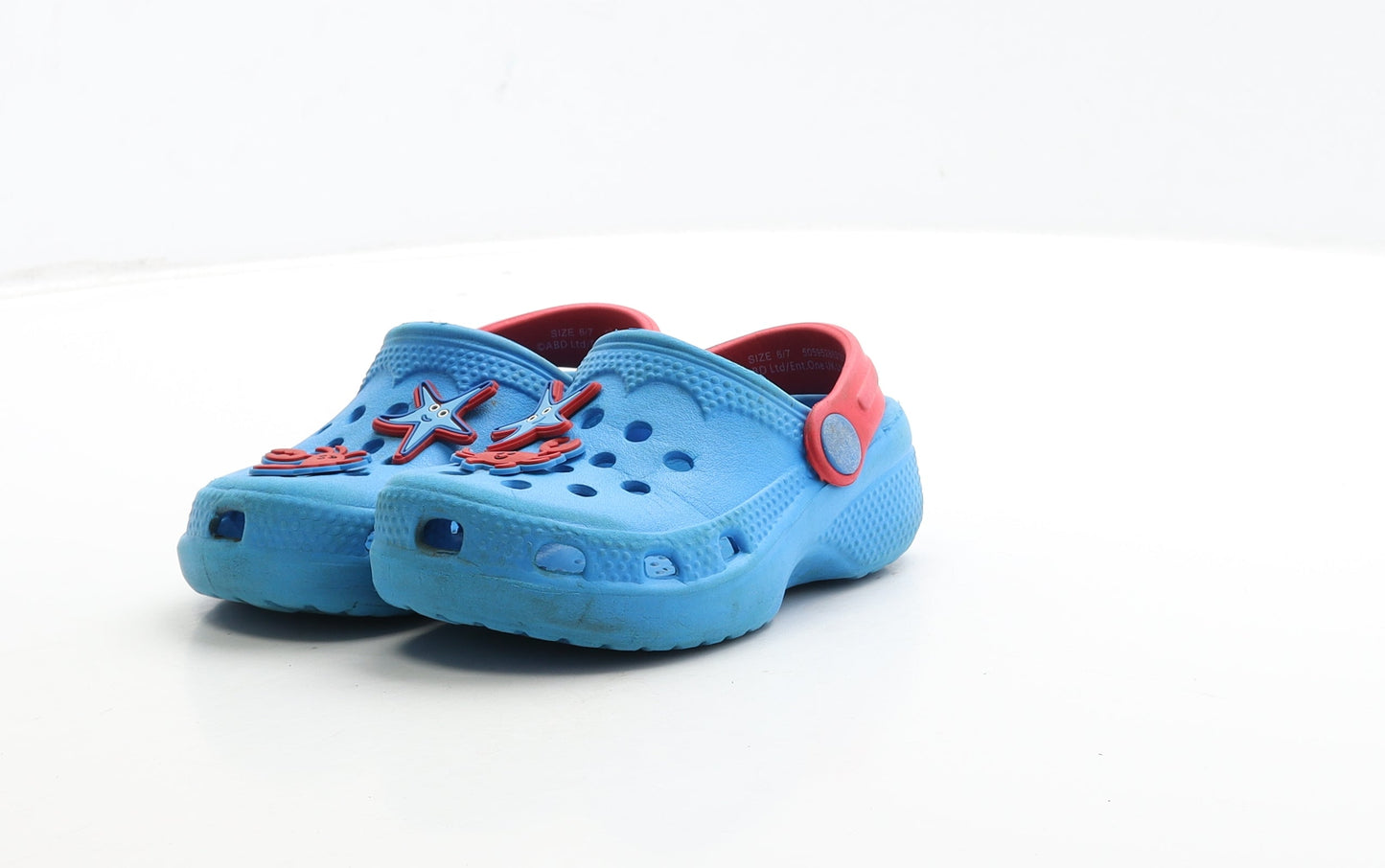 Preworn Boys Blue Rubber Clog Sandal UK 6 - Charms Included