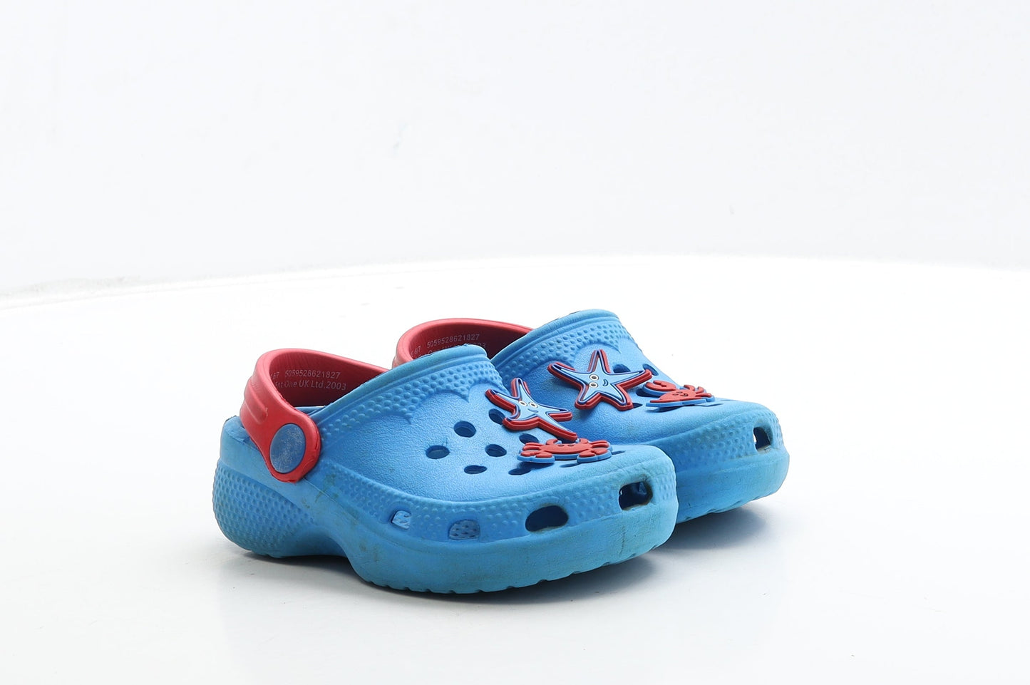 Preworn Boys Blue Rubber Clog Sandal UK 6 - Charms Included