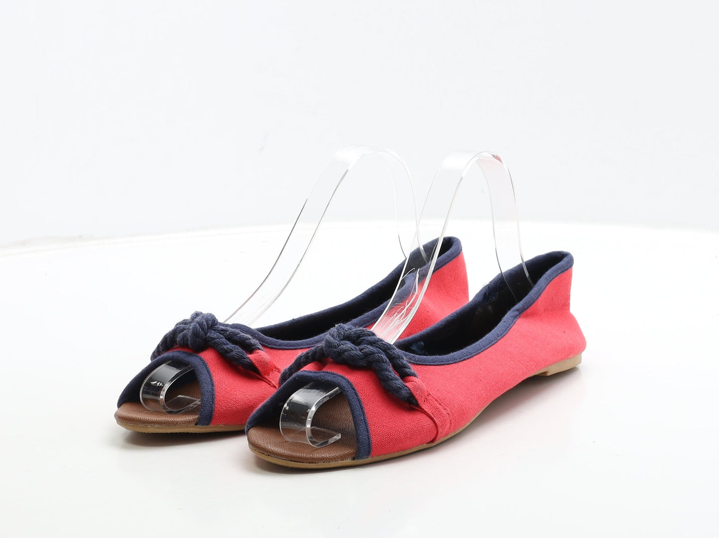 Atmosphere Womens Red Fabric Flat UK 7 40 - Rope Detail