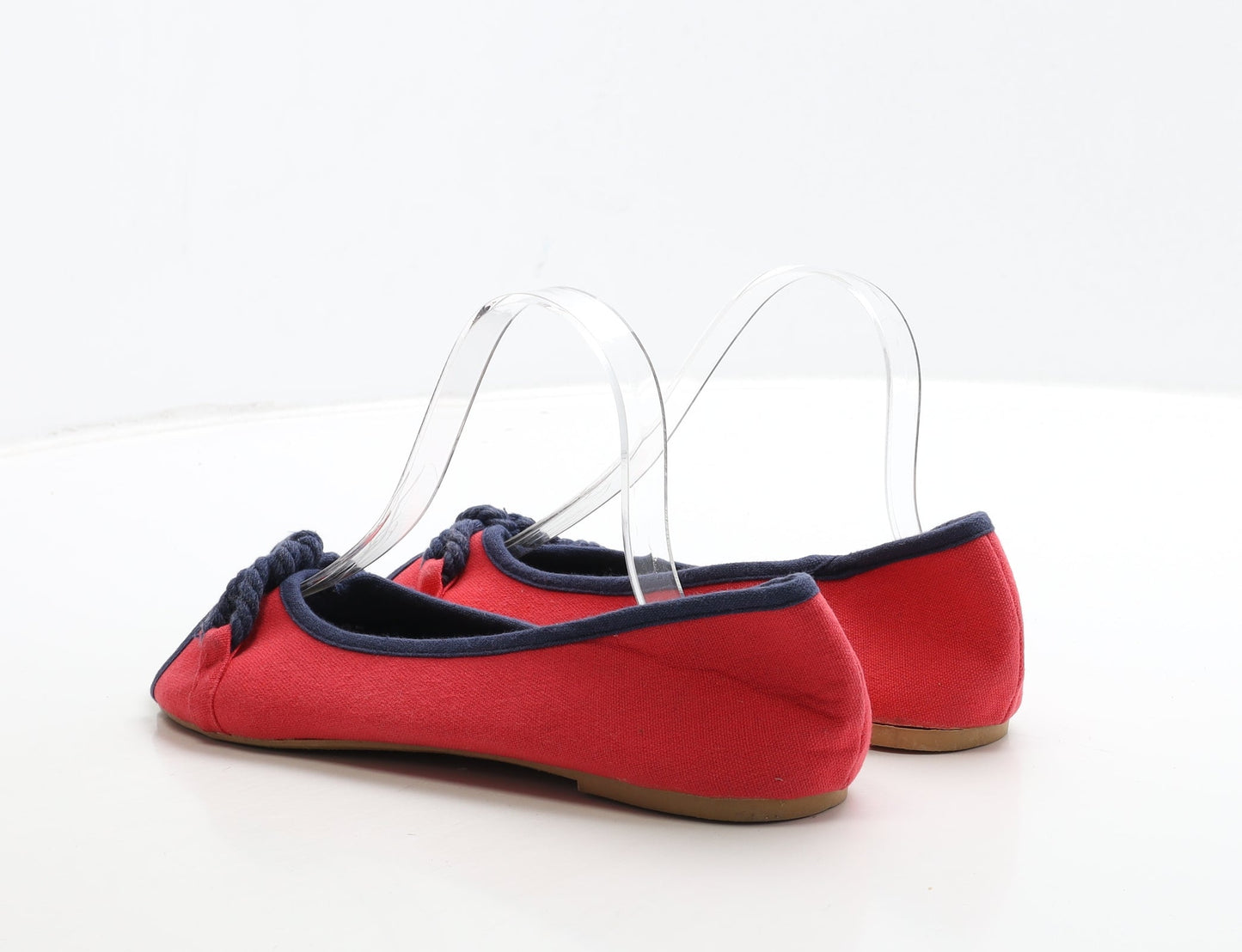 Atmosphere Womens Red Fabric Flat UK 7 40 - Rope Detail