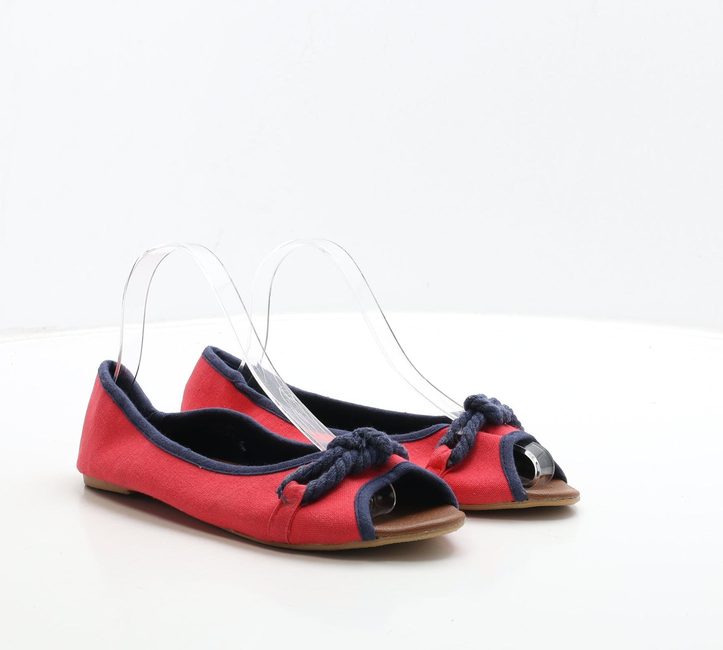 Atmosphere Womens Red Fabric Flat UK 7 40 - Rope Detail