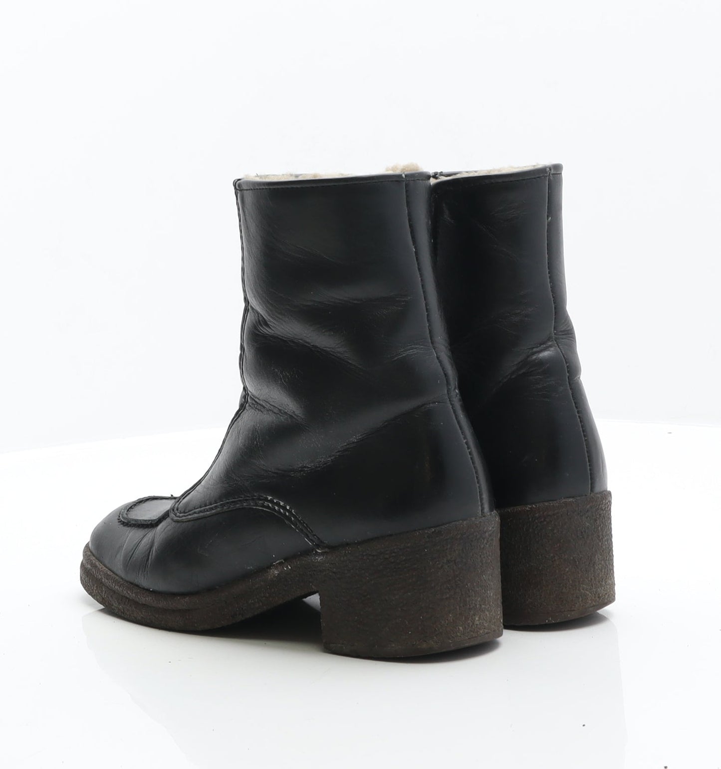 Preworn Womens Black Leather Bootie Boot UK 3