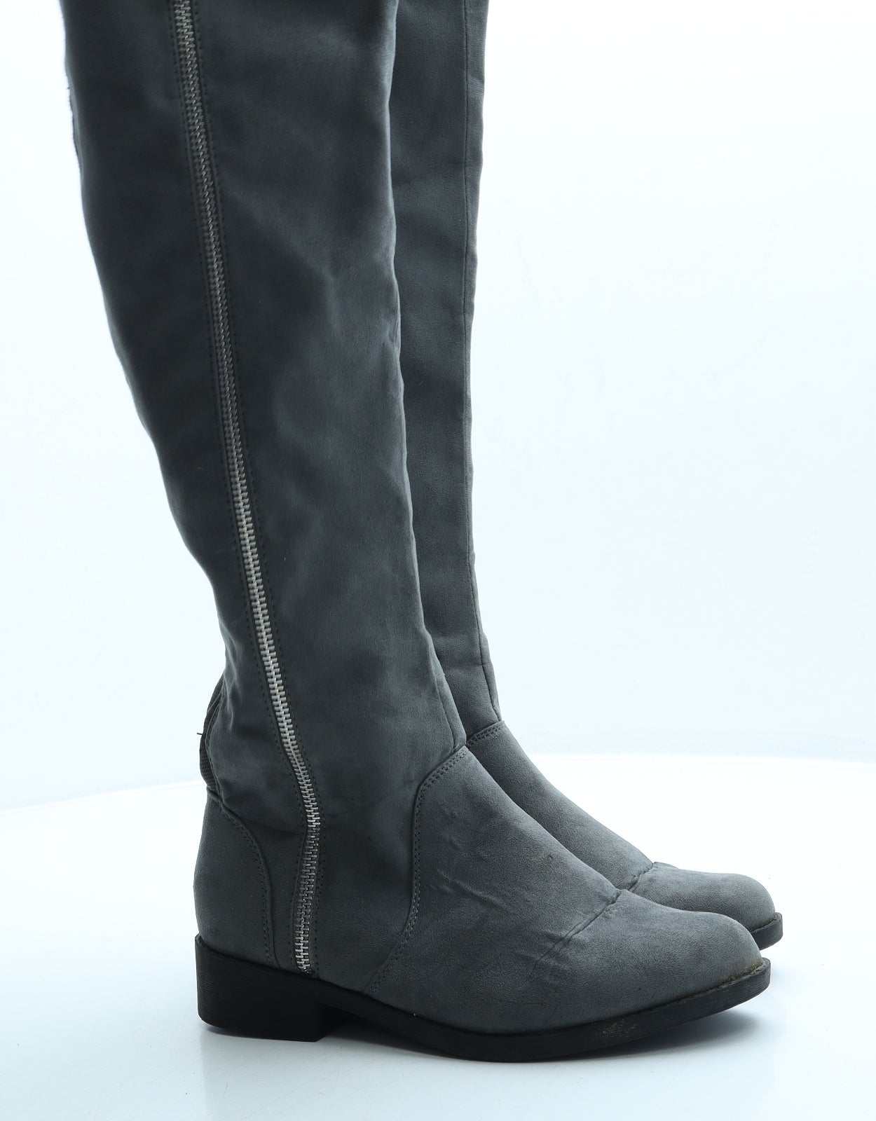 Primark Womens Grey Suede Slip On Boot UK 3 36