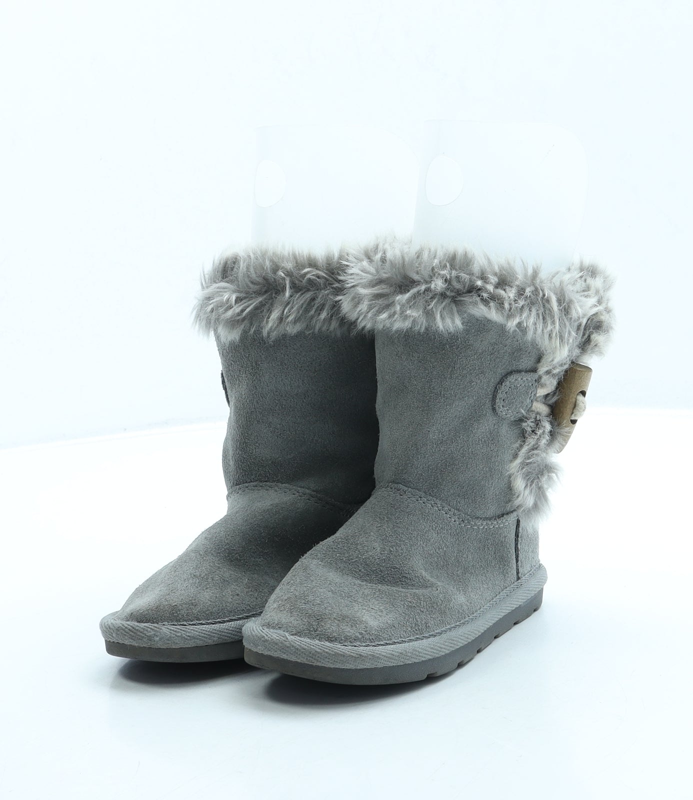 Preworn Girls Grey Polyester Shearling Style Boot UK 8