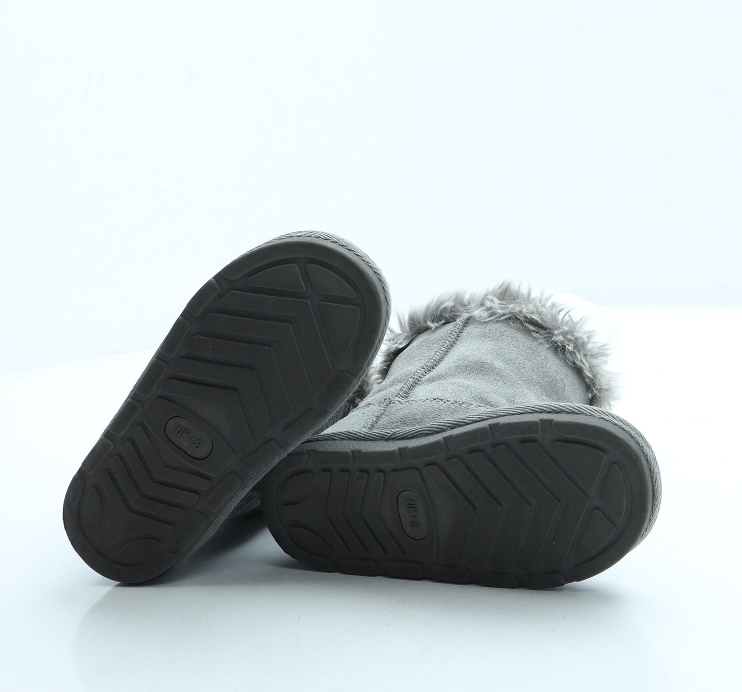 Preworn Girls Grey Polyester Shearling Style Boot UK 8