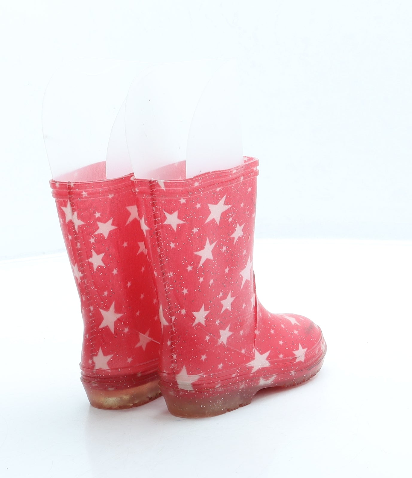 Preworn Girls Pink Geometric Rubber Wellies Boot UK 5 - Stars