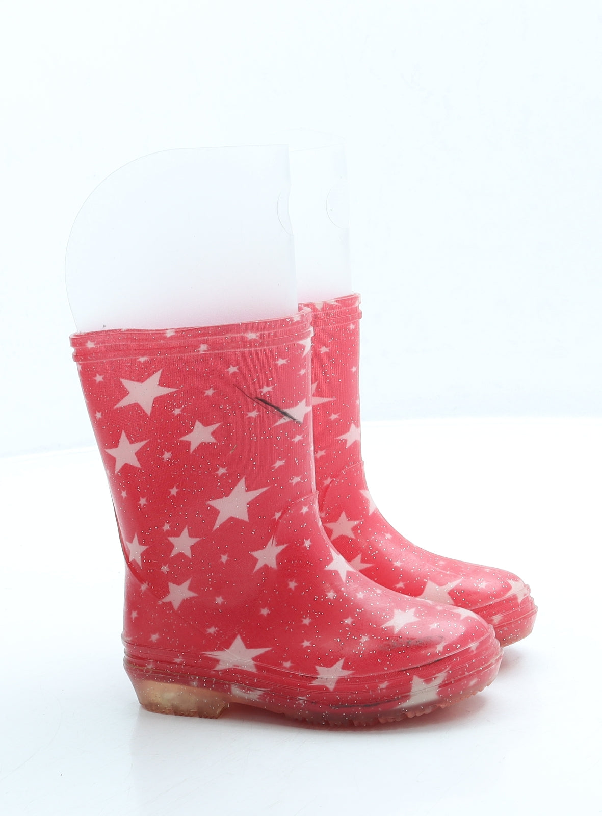 Preworn Girls Pink Geometric Rubber Wellies Boot UK 5 - Stars