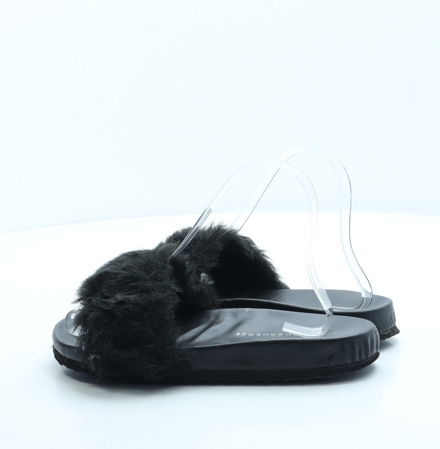 Atmosphere Womens Black Faux Fur Slider Sandal UK 4 37 US 6