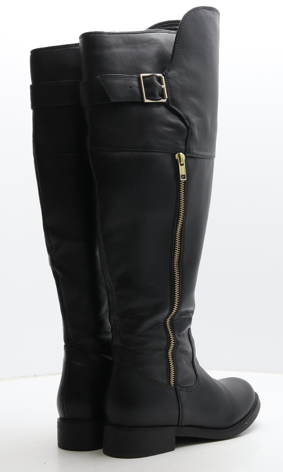 Preworn Womens Black Leather Slip On Boot UK 5