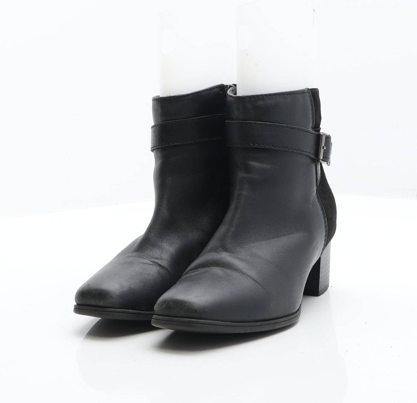 Preworn Womens Black Leather Bootie Boot UK 3