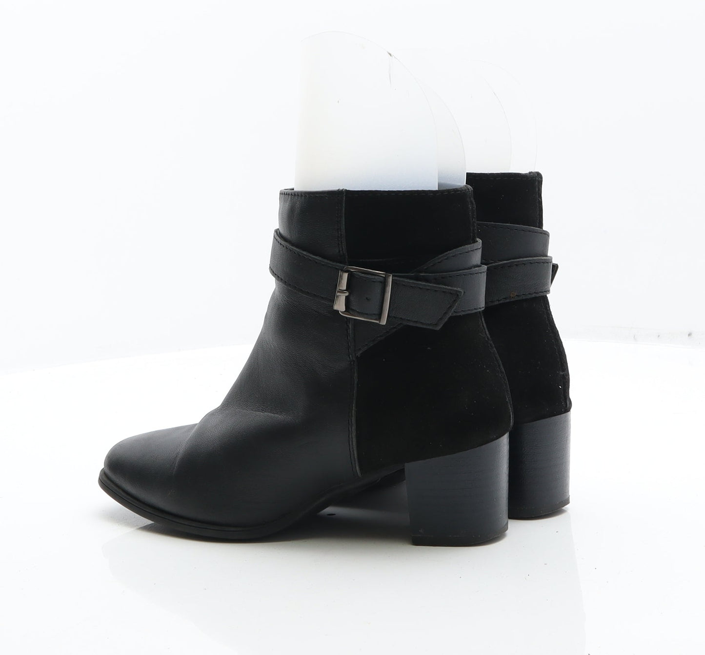 Preworn Womens Black Leather Bootie Boot UK 3