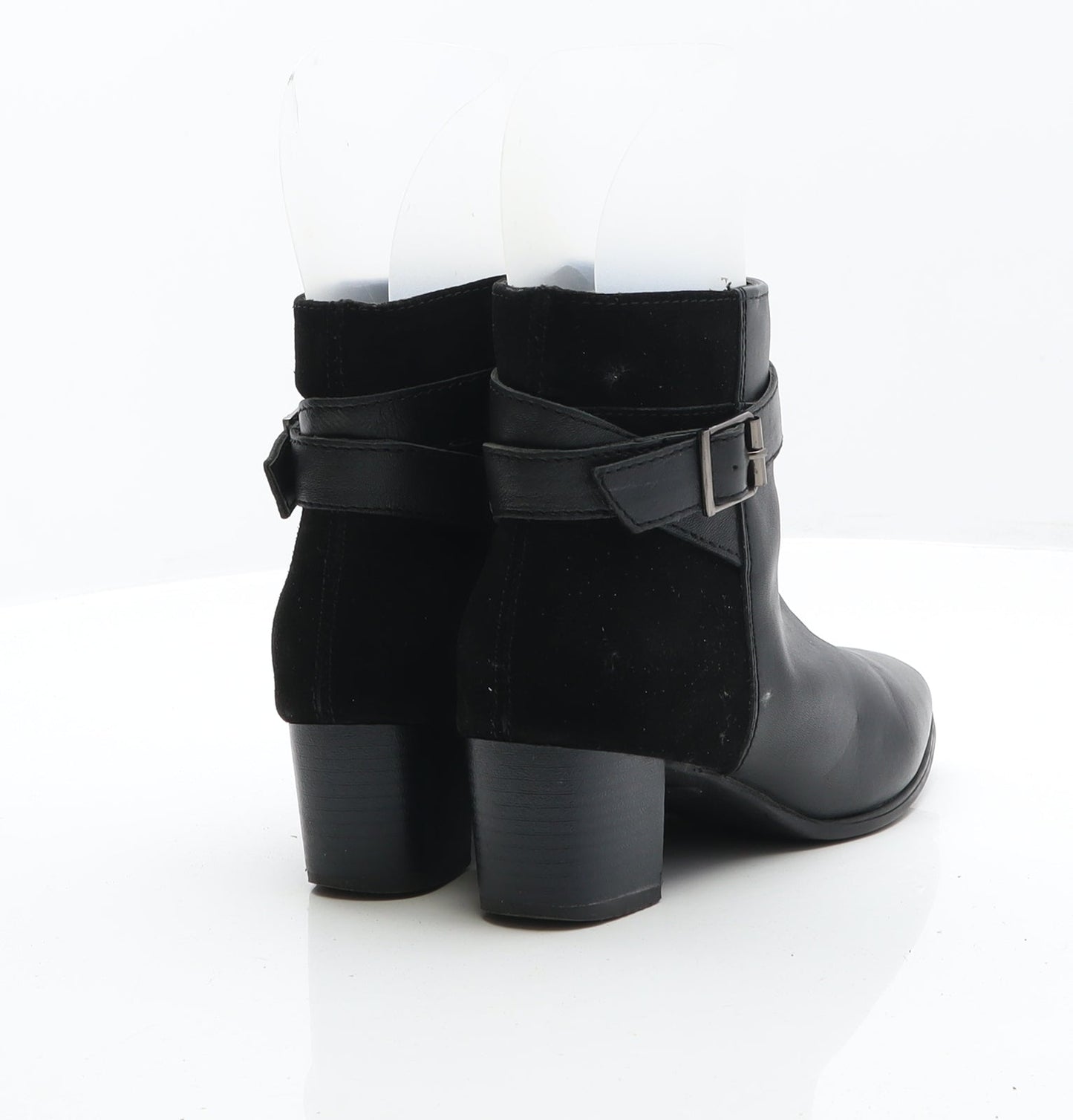 Preworn Womens Black Leather Bootie Boot UK 3